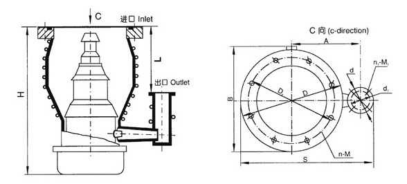KT(TK)型金屬油擴散泵的外形圖及尺寸